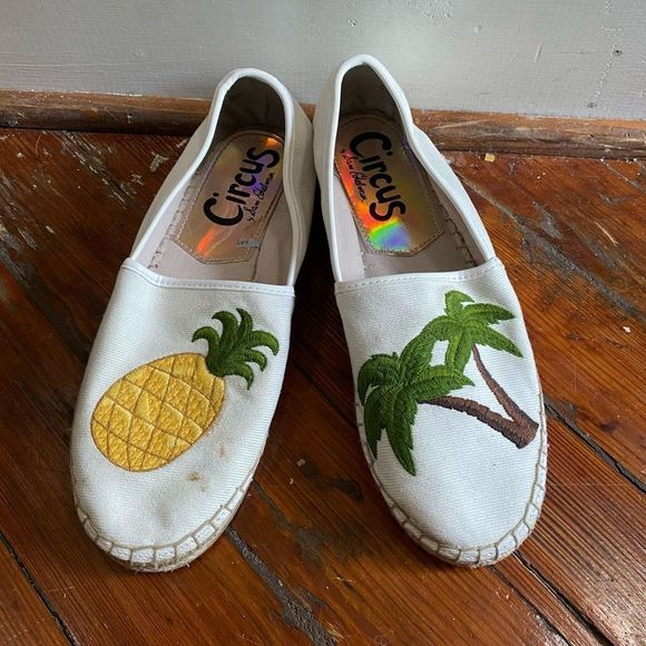 Sam Edelman 🐾 White Tropical Graphic Leni Slip-On Espadrille Shoes, Sz 8 - Picture 3 of 7